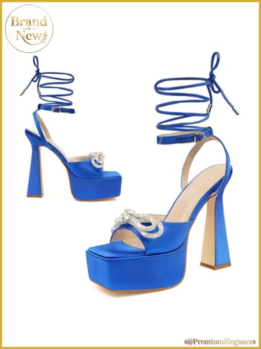Platform Heels Lace Up Strappy Sandals 5 inch Chunky Prom Shoes